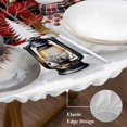 thumbnail image 3 of Red Plaid Christmas Round Tablecloth, Fitted Table Cover with Elastic for 36"-44" Round Tables, Snowman Snowflake Winter Birds Table Cloth Outdoor Indoor Dinning Party Waterproof Tablecloths, 3 of 7