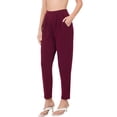 thumbnail image 3 of Womens Pleated High Rise Elastic Waist Dress Pants w/ Pockets, 3 of 7
