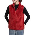 thumbnail image 2 of Baberdicy Puffer Vest Women's Large Autumn/Winter Casual Loose Sleeveless Standing Collar Warm Coral Velvet Vest Coat Sweater Vest Wine, 2 of 4