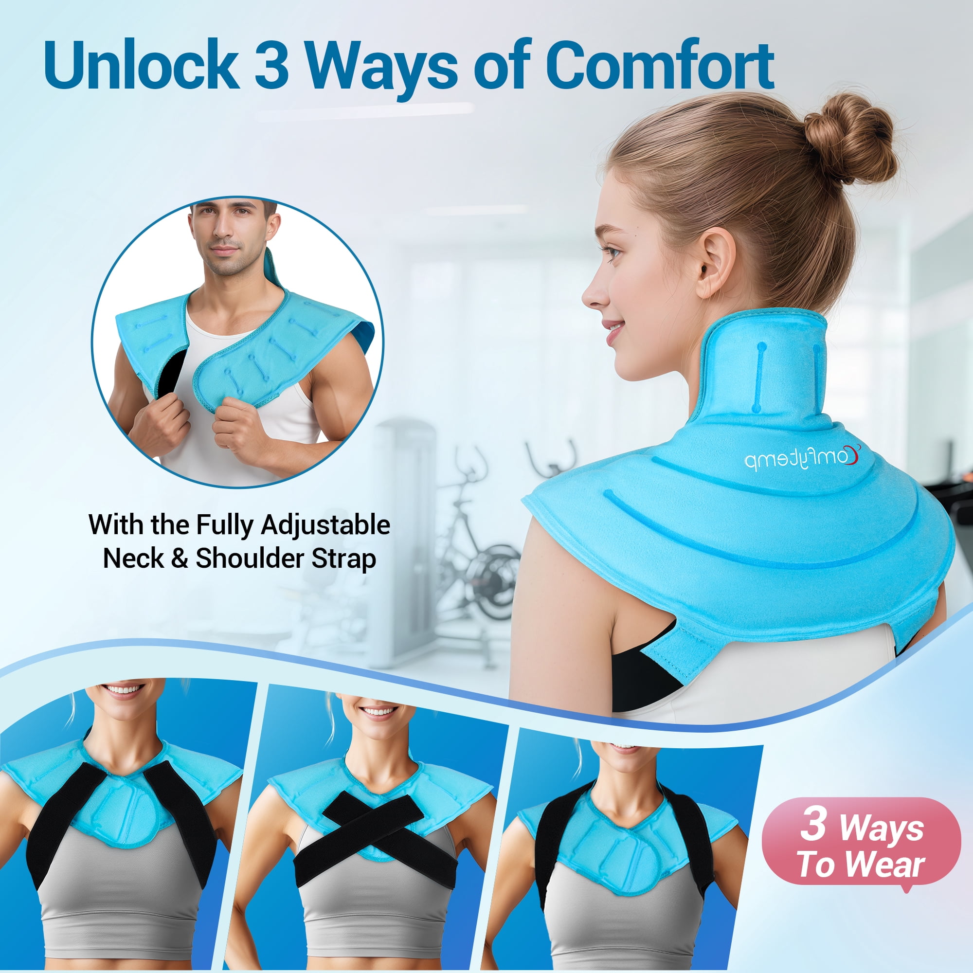 Comfytemp Ice Pack for Neck & Shoulder Pain Relief Hot Cold Therapy Wrap