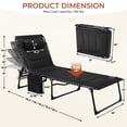 thumbnail image 3 of TLSUNNY Outdoor Padded Folding Lounge Chair, Adjustable Back and Leg, Portable Reclining Chair with Pillow & Side Pocket for Beach, Pool, Sunbathing, 3 of 11