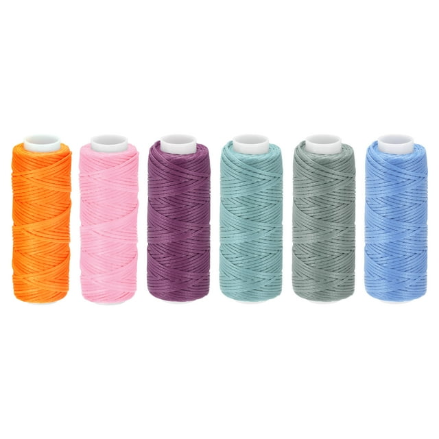 Unique Bargains 33 Yards 150D/0.8mm Bright Colors Leather Sewing Thread Set Polyester Waxed Cords 6 Pack