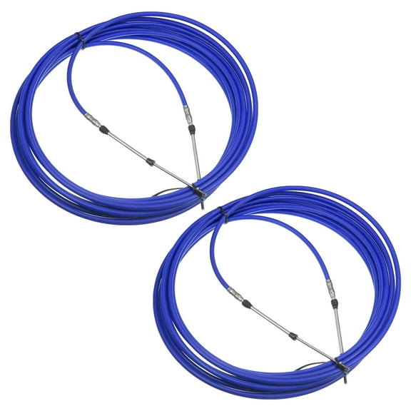 2pcs 36ft 433 Inch Marine Type 3300 / 33C Throttle Shift Remote Control Box Cable for Yamaha Outboard Engine Boat Blue