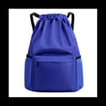 thumbnail image 4 of Drawstring Pocket Backpack Waterproof Backpack Drawstring Travel Bag Fitness Sports Bag for Women Men Blue,1 x Drawstring Bags,Blue, 4 of 9