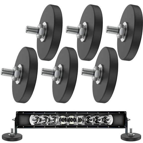 Adifare 6Pcs Magnet Base 1.7 Inch Round Neodymium Mounting Magnet M6 Thread Stud Magnet Anti-Scratch Strong Magnet for Lighting Bar Camera Cabinet Blackboard Refrigerator