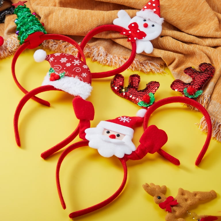 4 PCS Christmas Mouse Ears Headbands – Sequin Santa  display picture 1