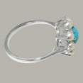 thumbnail image 4 of LBG British Made 18k White Gold Natural Turquoise & Cultured Pearl Womens Anniversary Ring - 33 size options - Size 8.5, 4 of 6