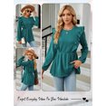 thumbnail image 7 of Hibeli Women Textured Ruffle Trim Round Neck Long Sleeve Peplum Tunic Top, 7 of 7