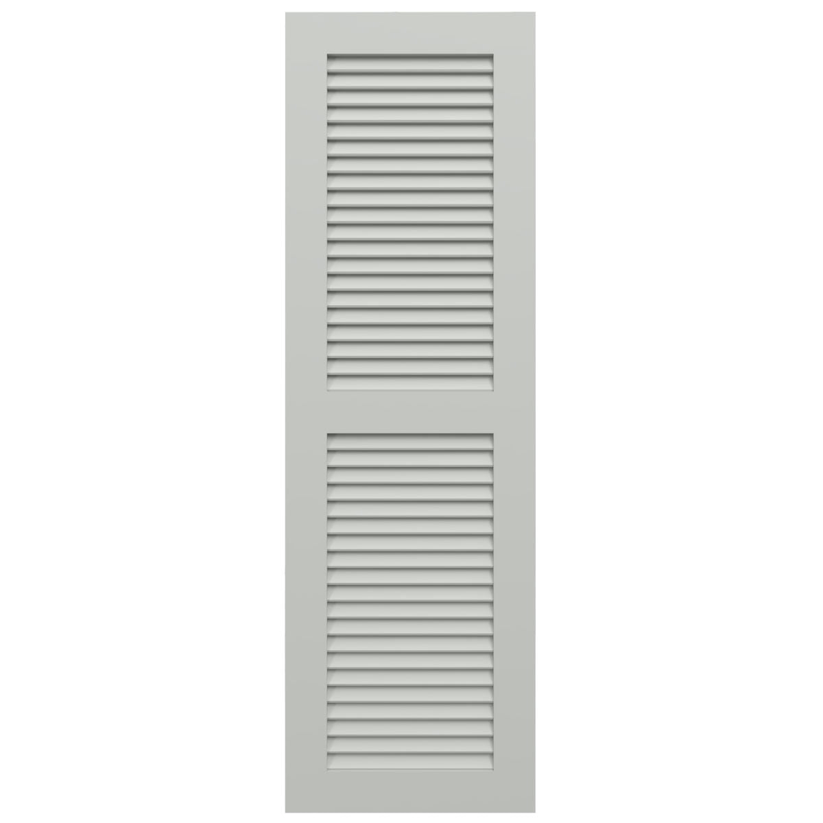 Ekena Millwork 15"W x 79"H True Fit PVC Two Equal Louver Shutters, Hailstorm Gray (Per Pair - Hardware Not Included)