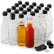 Simple Craft Hot Sauce Glass Bottles Dispenser - 24 Piece 5oz Leak Proof Bottles with Caps