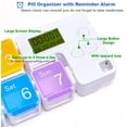 thumbnail image 2 of Organisateur de Pilules 7 Jours AM PM avec Alarme de Rappel, Design Anti-Humidité et Grands Compartiments pour Contenir Vitamines, Huile de Poisson, Suppléments, Boîte/boîtes à Pilules Hebdomadaires, Distributeur de Médicaments Quotidien (7 Compartiments), 2 of 8