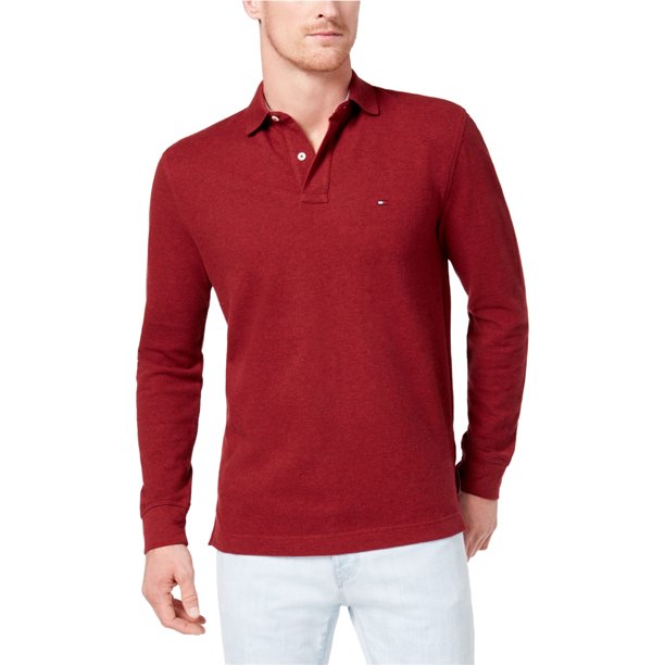 Tommy Hilfiger - Polo de rugby para hombre, color rojo, extragrande
