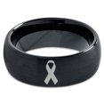 thumbnail image 2 of Tungsten Awareness Ribbon Symbol Band Ring 8mm Men Women Comfort Fit Black Dome Brushed Polished, 2 of 4