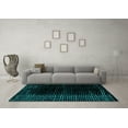 thumbnail image 3 of Ahgly Company Machine Washable Indoor Round Abstract Turquoise Blue Modern Area Rugs, 3' Round, 3 of 4