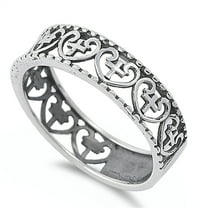 Antiqued Heart Cross Stackable Purity Ring .925 Sterling Silver Band Jewelry Female Male Size 13