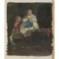 thumbnail image 2 of John Ferguson Weir 15x17 Gold Ornate Wood Frame and Double Matted Museum Art Print Titled - Woman And&nbsp;Child, 2 of 4