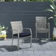 thumbnail image 2 of COSCO Outdoor Living Lakewood Ranch Steel and Wicker Dining Chairs with Cushions, 6 Pack, Gray and Blue, 2 of 11