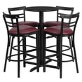 thumbnail image 2 of Emma + Oliver 24RD Black Table Set-X-Base-4 2Slat Back Stools,Burgundy Seat, 2 of 2