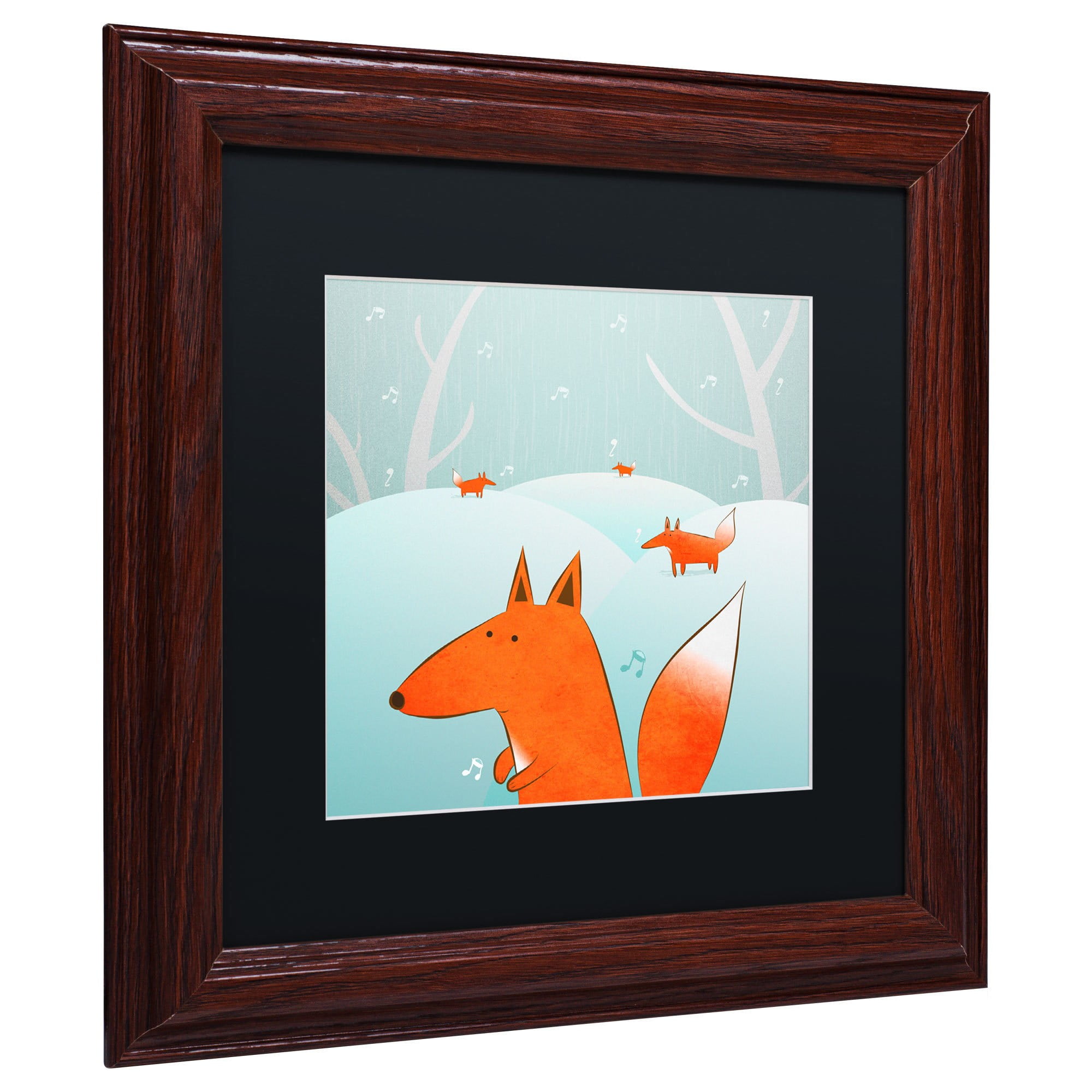 Trademark Fine Art "Winter Foxes" Canvas Art by Carla Martell, Black Matte, Wood Frame