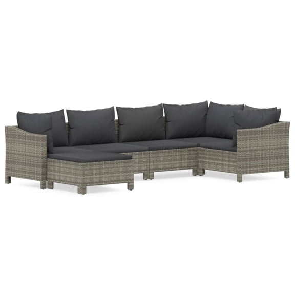 Casafoyer 6 Piece Patio Lounge Set with Cushions Gray Poly Rattan