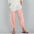 thumbnail image 2 of Pantalones deportivos Gibobby Mujer Cintura recortada Color suelto Harem Lino elástico con bolsillo Rosa L, 2 of 5