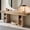 Natural, variant on Mintazer 71" Modern U-Shaped Console Table with Charge Station, Entryway Table with Storage Shelves, Sofa Table for Entryway Hallway Living Room, Natural