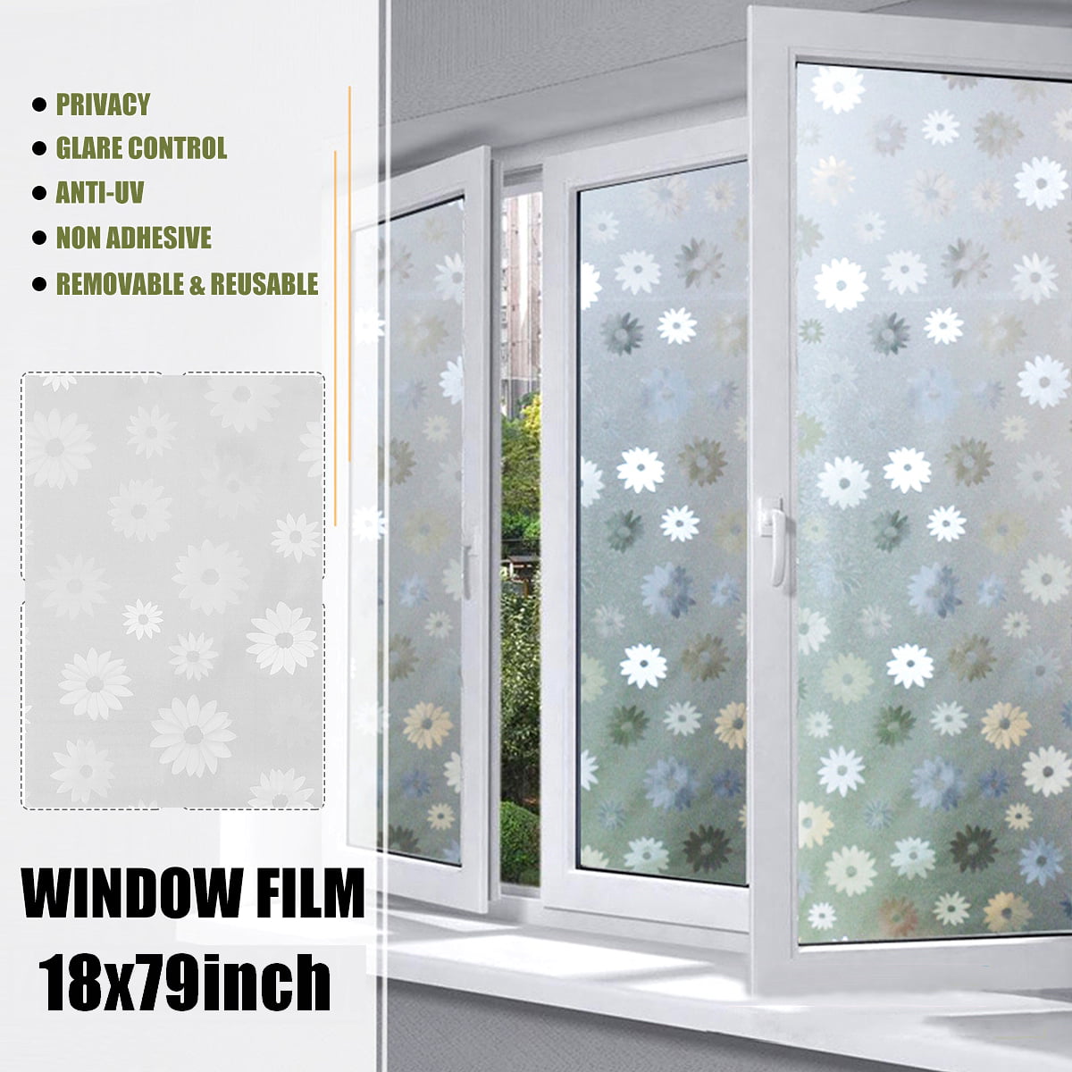 Waterproof Frosted Opaque Glass Window Film Privacy Adhesive Glass Stickers 