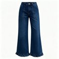 thumbnail image 5 of Women's High Waisted Wide Leg Sweatpants Casual Loose Fit Cotton Blend Lounge Pants with Pockets Drawstring Elastic Waist Soft Baggy Trousers for Home Yoga Travel, Dark Blue-M, 5 of 5