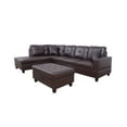 thumbnail image 4 of Maumee 103.5" Wide Faux Leather Sofa & Chaise with Ottoman,Left Facing Brown, 4 of 6