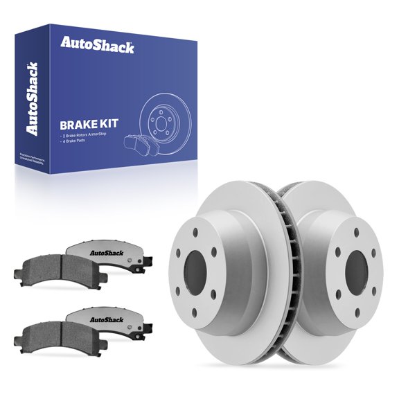 AutoShack Rear Vented Coated Brake Rotors   Ceramic Pads 6-PC Brake Kit Replacement for 2003-2014 Chevrolet Express 1500 2003-2014 GMC Savana 1500 2002-2006 GMC Yukon ArmorStop 12.99" (330 mm)