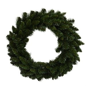 PVC Artificial Wreath, Green, 24-In. -277-W7130-24