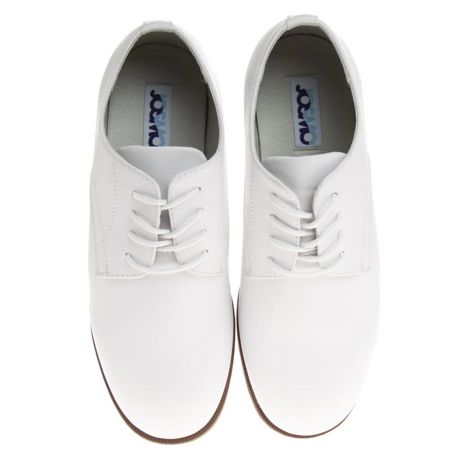 Josmo Boys Little Kids Classic Dress Shoes with Lace Up Closure, White, 2.5