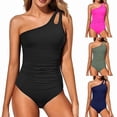 thumbnail image 2 of Top-kevin One Shoulder Swimsuit with Tummy Control & Keyhole Detail by Holipick, 2 of 13
