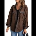 thumbnail image 3 of Chaqueta de Mujer de Gran Tamaño con Botones y Larga con Aberturas. Marrón XXL, 3 of 7