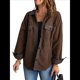 thumbnail image 3 of Chaqueta de Mujer de Gran Tamaño con Botones y Larga con Aberturas. Marrón L, 3 of 7