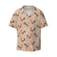 thumbnail image 2 of Lsque Roosters In Floral print Men's Cuban Collar Short Sleeve Shirt Summer Beachwear Casual Button Down Fashionable Vacation Leisure Shirt-4X-Large, 2 of 7
