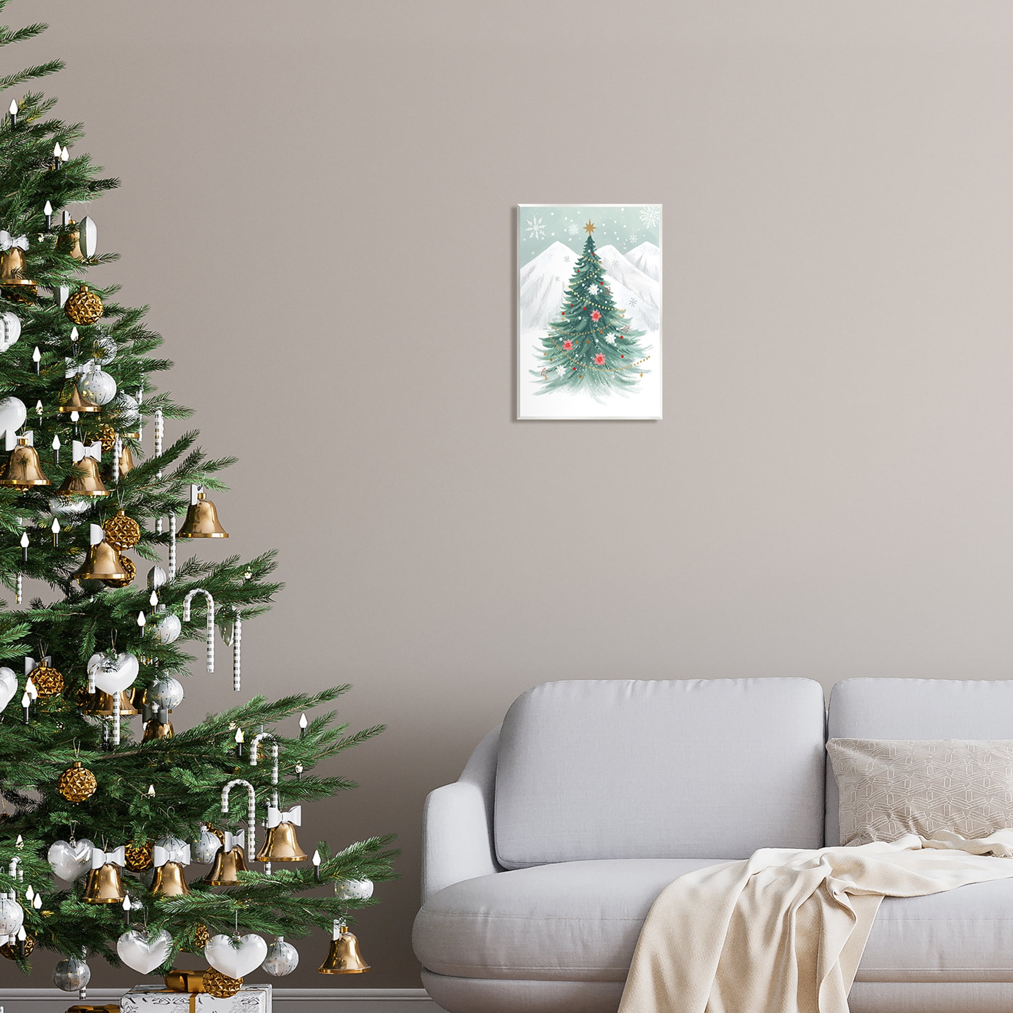 Stupell Industries Subtle Christmas Tree in Snow Holiday Painting Unframed Art Print Wall Art, 10 x 15