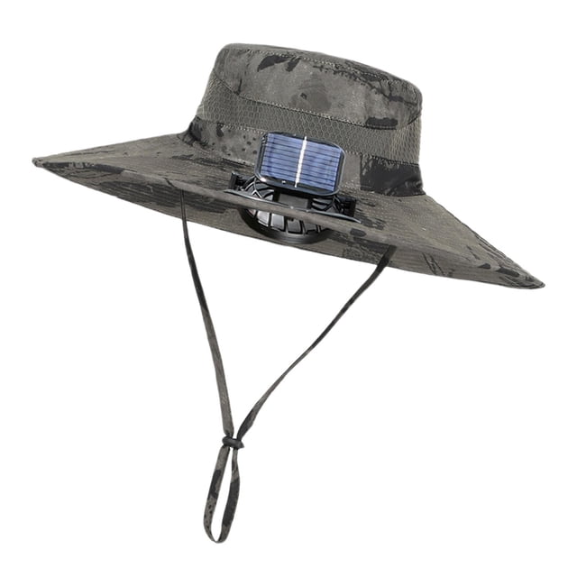 Sombrero para el sol Fernando con ventilador de enfriamiento para acampar hombres y mujeres tinta verde