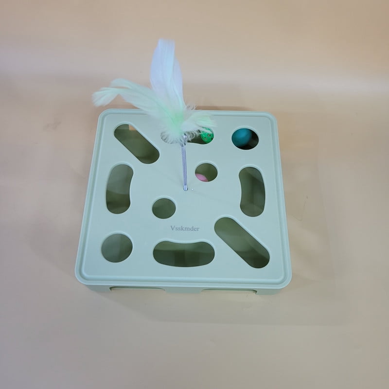 Vsskmder Toy for pets – Puzzle Cat Toy with Spring Feather Teaser and Track Balls for Indoor Exercise