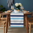 thumbnail image 2 of Blue Grey Striped Table Runner - 90 Inch Long, Kitchen Dining Table Runner Dresser Scarves, Farmhouse Stripes Simple Art Farmhouse Decor for Coffee Tables Wedding Party Banquet, 2 of 8
