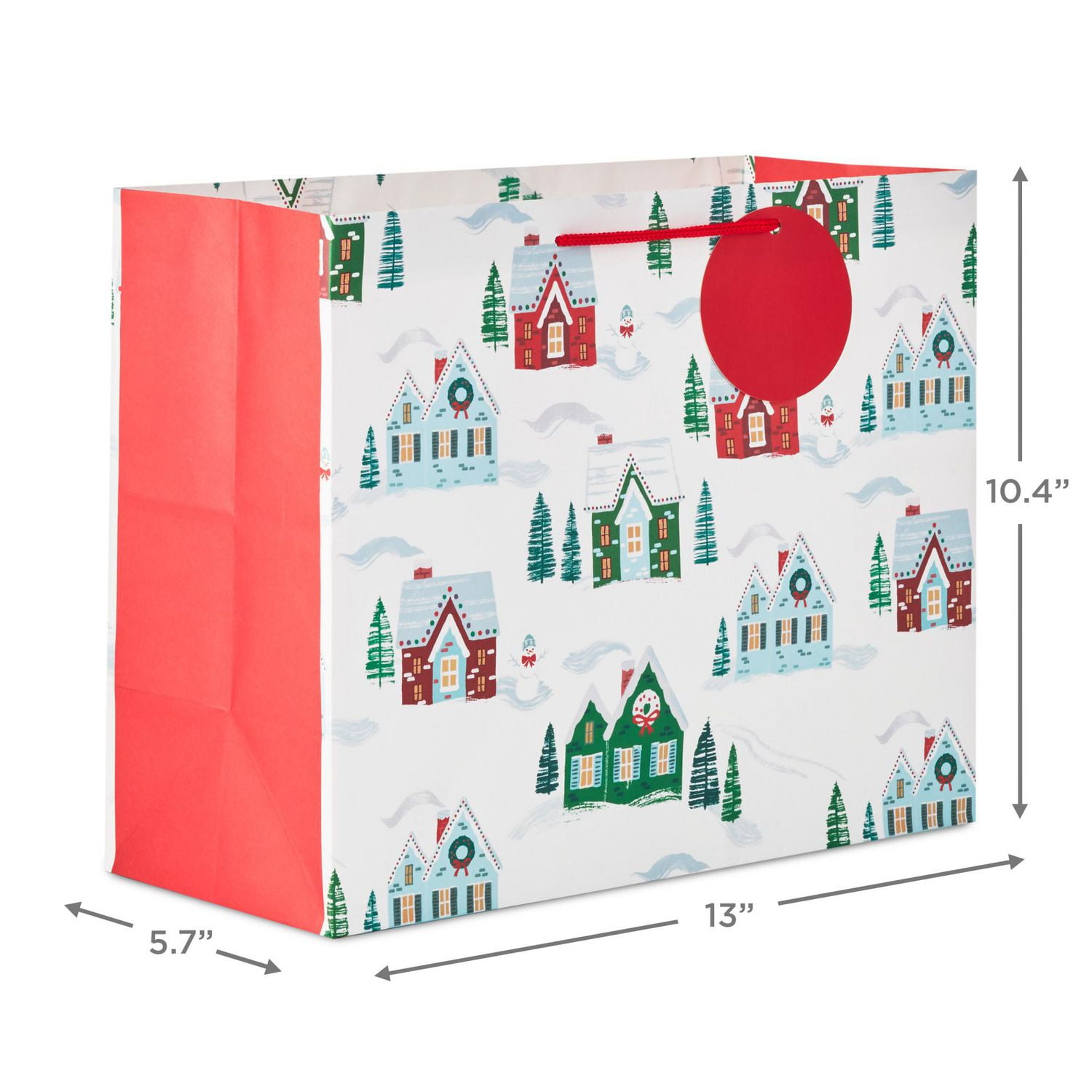 Grand sac-cadeau Hallmark de Noël – Format horizontal (Maisons enneigées)
