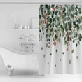 thumbnail image 4 of Extra Long Shower Curtain 72x84 Inch, Green Botanical Shower Curtain Waterproof Bathroom Decor Watercolor Spring Eucalyptus Leaves Red Fabric Bath Curtain Set Accessories with Hooks, 4 of 6