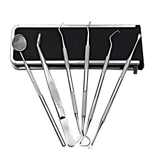 Dental Hygiene Kit Pinkiou Dental Tools Plaque Remover for Teeth Cleaning Kit Dentist Tools Dental Picks Stainless Steel Tarter Scraper Dental Scaler Floss Gum Tools Dental Mirror Tonsil Stone Remover