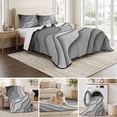 thumbnail image 6 of Queen Quilt Set 90''x96'', Black Grey Ombre Lightweight Bedspread Coverlet with 2 Pillow Shams, Modern Geometric Abstract Aesthetic Cream Breathable All Season Quilt Bedding for Bedroom/Guest Room, 6 of 9