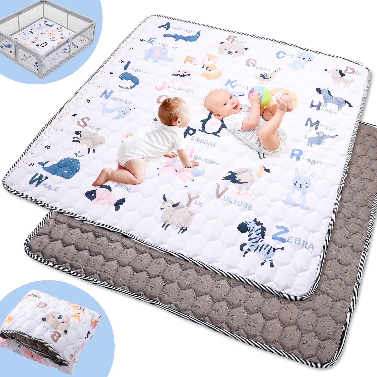 JoyStone Baby Play Mat 50" × 50" Crawling Mat with Anti-Slip