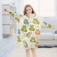 thumbnail image 5 of Dailycode Wearable Blanket Hoodie Oversized Sherpa Flannel Blankets with Pocket for 3-14 Year Old Cute Frogs with Leaf, 5 of 7