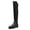 Black, variant on YDN Women Stretchy Pull On Round Toe Flats Knee High Boots Bi-Material Low Block Heel Long Boots Office Formal Shoes Size 7 Blue