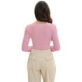 thumbnail image 2 of Womens Long Sleeve Scoop Neck Ribbed Knit Fitted Casual Tops Tee Slim Basic Shirts, 2 of 6