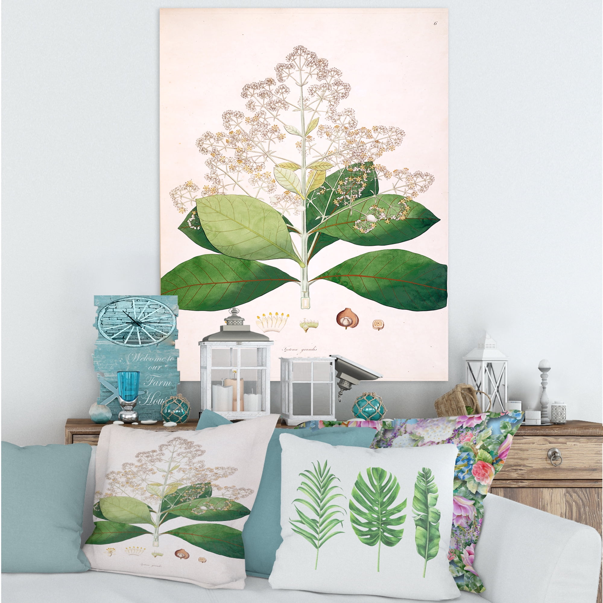 Designart ' Ancient London Plants III ' Farmhouse Canvas Wall Art Print