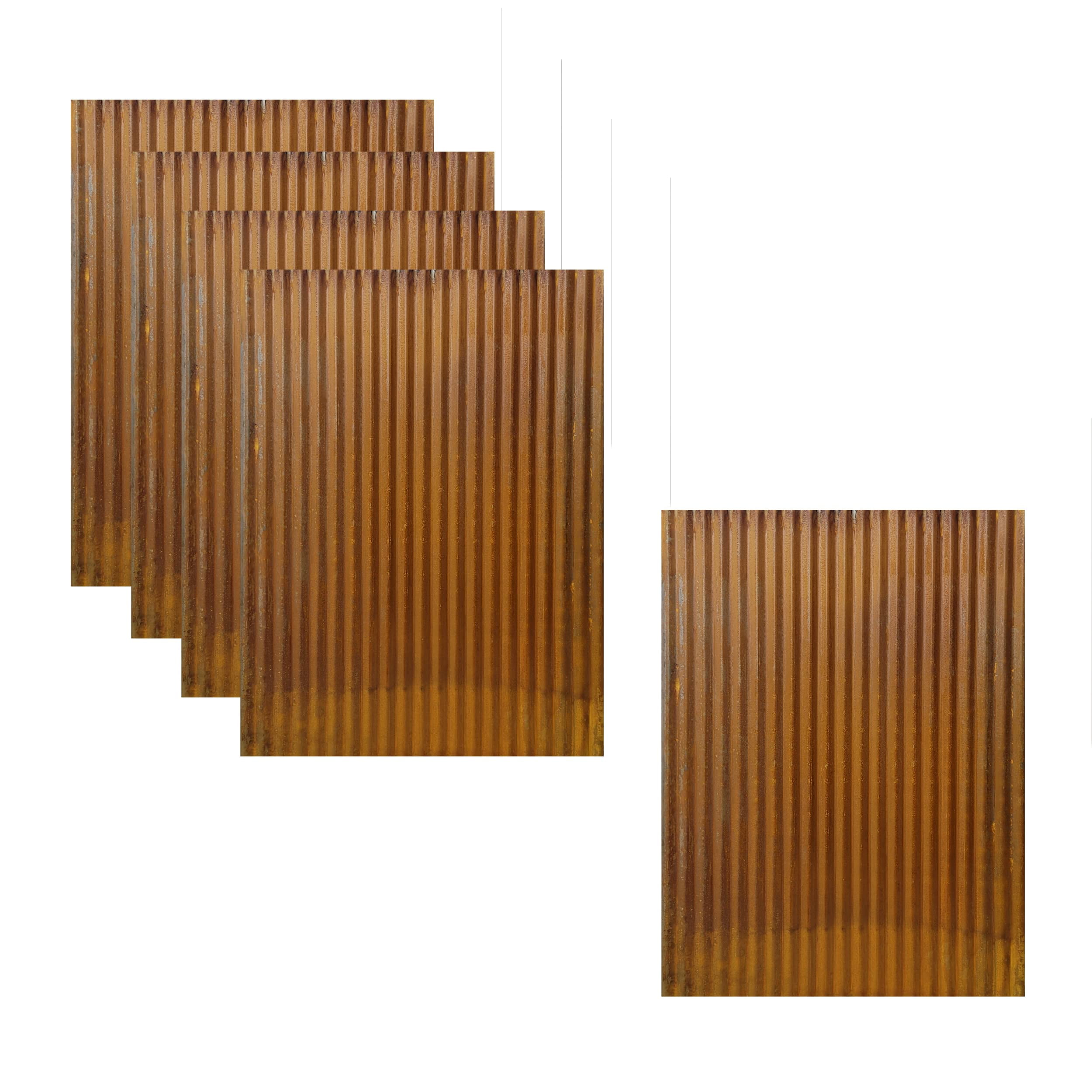 Corrugated Metal Wainscoting Wall Panel 5-Pack - Rust - 36" Height